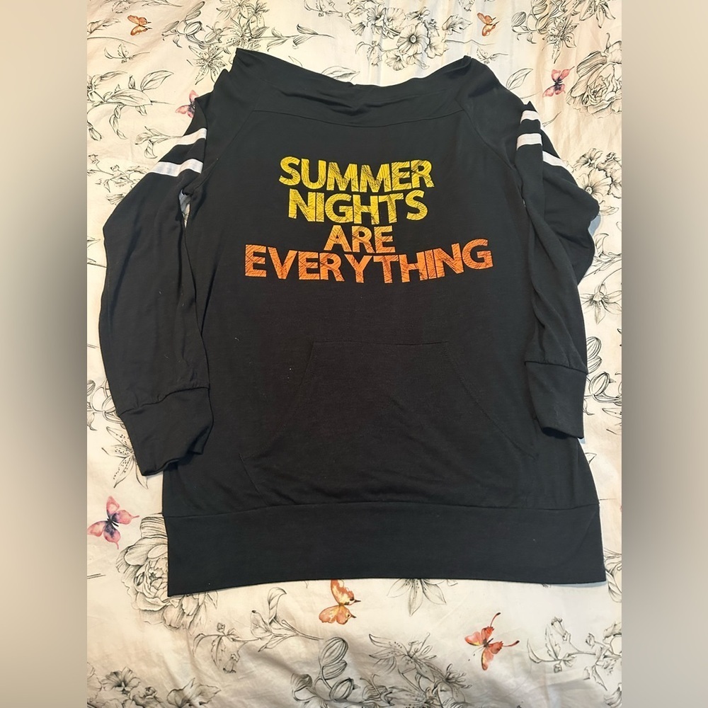 Black Long Sleeve Tee with Graphic Print